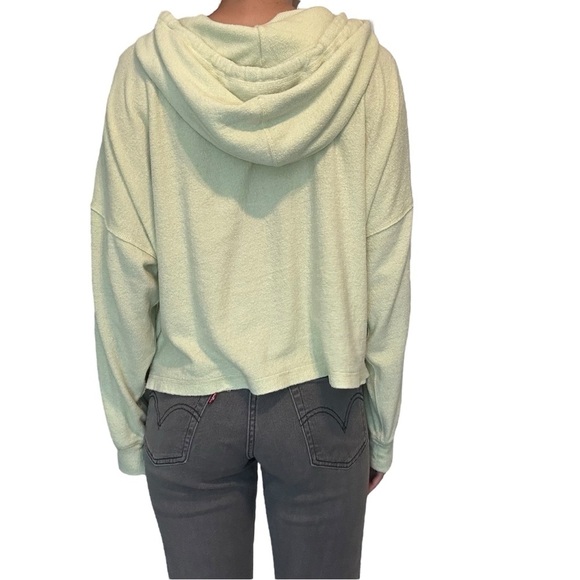Free People Oversized Hoodie Sweatshirt Green Terry Cloth Beach Size Small - Picture 2 of 6